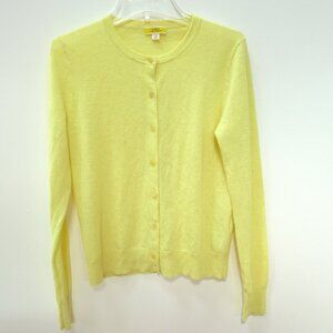 NEW J CREW Featherweight Cashmere Cardigan Sweater XS Yellow AD692